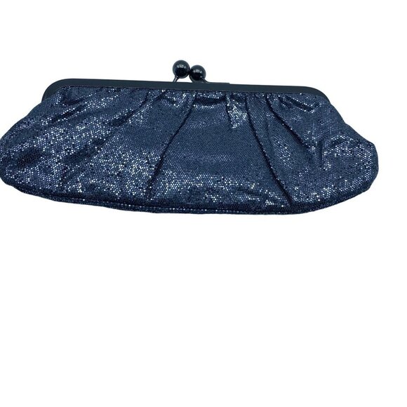 Express Silver Metallic Sparkle Glitter Snap Closure Clutch Wallet 11" x 4" - Picture 5 of 5